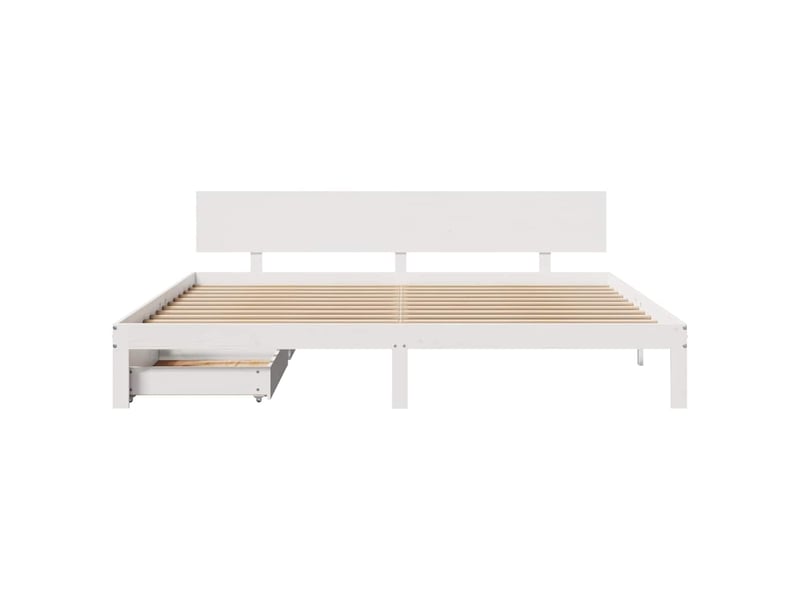  Lit double- lit adulte -  cadre de lit avec tiroirs sans matelas blanc 200x200 cm  - Conforama C