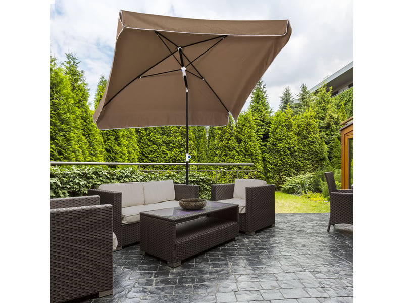  Parasol 2x2 m pour extérieur avec toit carré, réglable et portable, structure en métal et polyester, couleur café  - Conforama D
