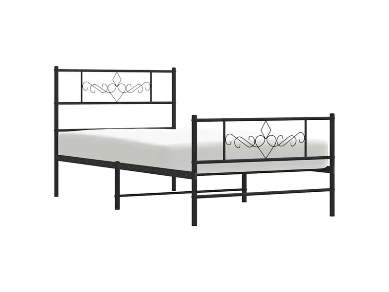  Lit simple- lit adulte -  cadre de lit métal sans matelas avec pied de lit noir 80x200 cm  - Conforama C