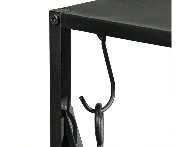  Serviteur de cheminée 34 x 34 x 111 cm noir en métal, range-bûches avec 4 outils de cheminée et deux étagères  - Conforama E