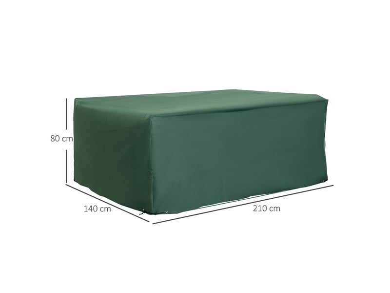  Housse protection salon jardin rectangulaire 210×140×80 cm, tissu oxford 600d étanche, verte  - Conforama E