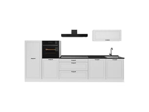 Vicco cuisine, blanc campagneblanc, 340cm plan de travail anthracite