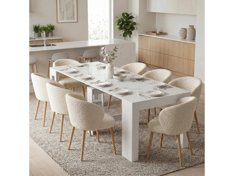  Console extensible pour 10 personnes, blanche  - Conforama D