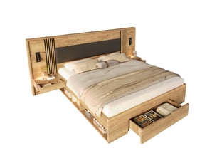 Lit avec rangement 180x200 cm coloris naturel