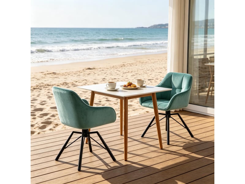 Lot de 2 chaises de salle à manger pivotantes en velours turquoise T5828P512023 - Conforama E