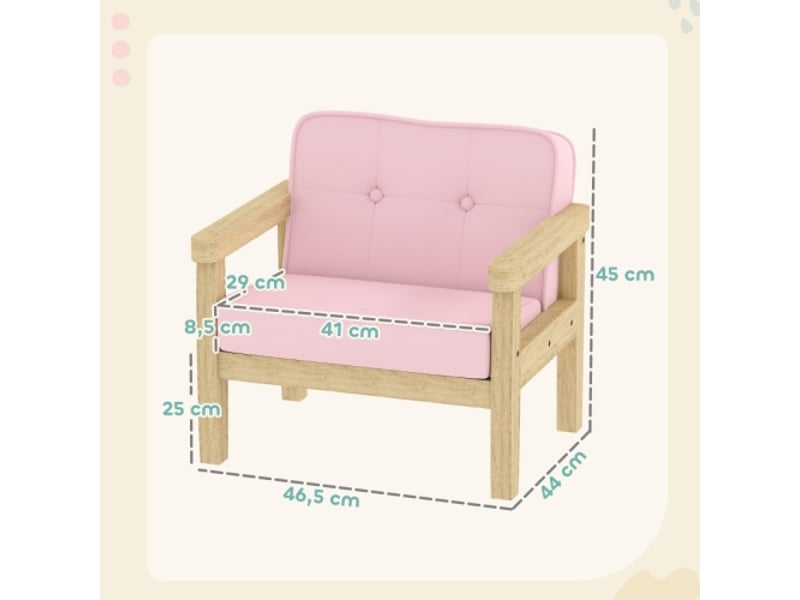  Fauteuil enfant rose, cadre bois, aspect velours côtelé, siège rembourré, 3-8 ans, chambre et salle de jeux  - Conforama C