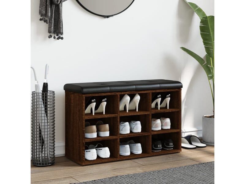  Banc à chaussures, banc de rangement chêne marron 82x32x50 cm bois d'ingénierie  - Conforama C
