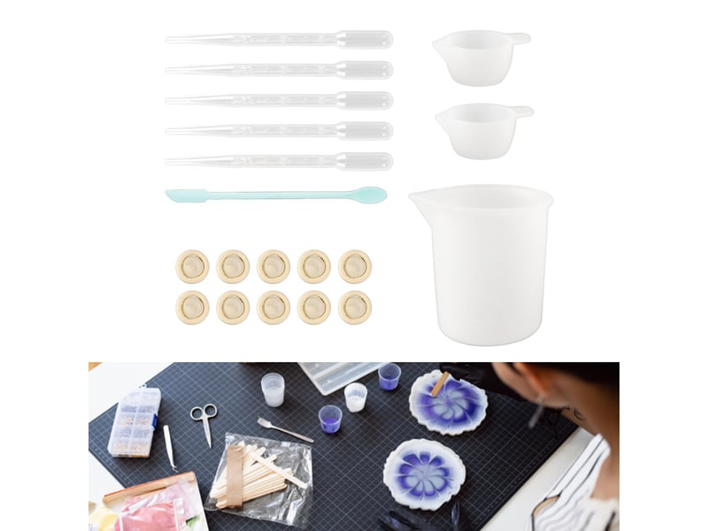Kit d'outils pour tasse à mesurer en silicone, spatule, gants, pipettes, ensemble d'outils de mélange de résine pour l'artisanat (ensemble d'out - réf. Szpb820573jjzj - Conforama C