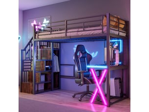 Lit mezzanine 90x200 cm <strong></strong>  <strong></strong> coloris noir