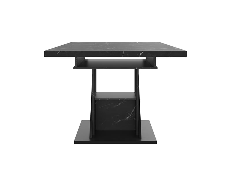  Table à manger extensible 110-140×80cm, pour cuisine et salon, table de cuisine peu encombrante, table à manger aspect marbre noir  - Conforama C
