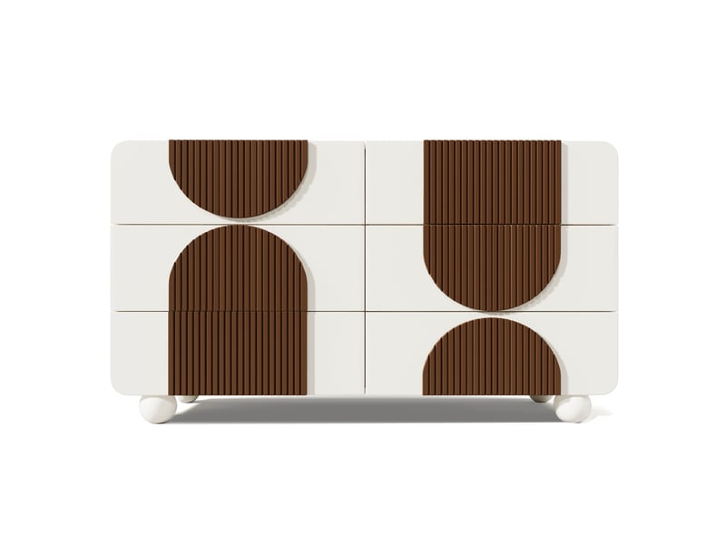  Commode blanche et brun chocolat 121 cm, 6 tiroirs Fay Lum - Conforama A