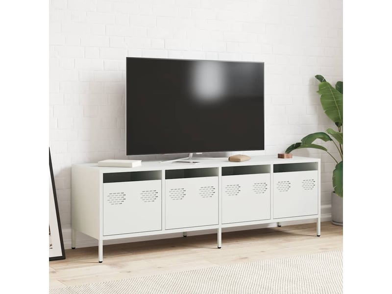  Meuble tv - banc tv - meuble de rangement blanc 135x39x43,5 cm acier laminé à froid  - Conforama C