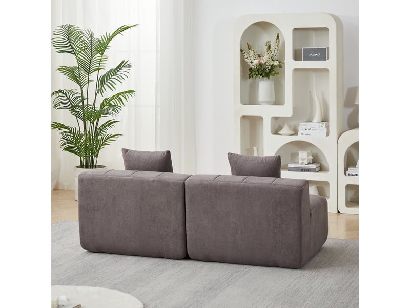 Canapé modulaire incurvé en chenille avec 2 coussins, module de canapé demi-rond symétrique pour salon, chambre ou bureau - gris - Conforama D