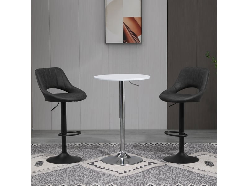  Ensemble de 2 tabourets de bar réglables en hauteur avec repose-pieds en similicuir  - Conforama D