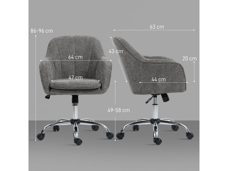  Chaise de bureau pivotante à roulettes en tissu gris  - Conforama C