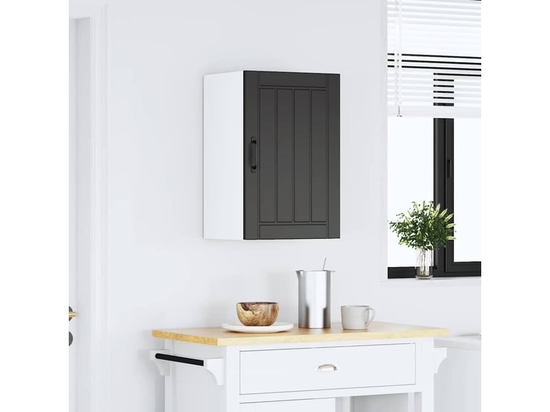  Meuble de rangement, armoire murale de cuisine lucca noir bois d'ingénierie shl7056  - Conforama C