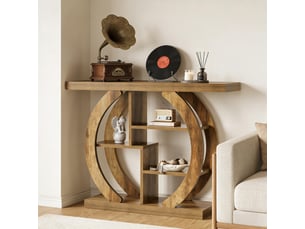 Console avec 4 étagères de rangement, format compact, style campagne, pour entrée et salon, en bois, marron