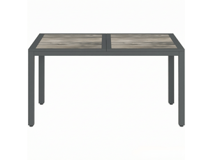 Table de jardin ulevr pour 4 à 6 personnes avec pieds réglables, 140 x 80 x 72 cm, plateau pspc effet bois et structure en acier galvanisé gris foncé