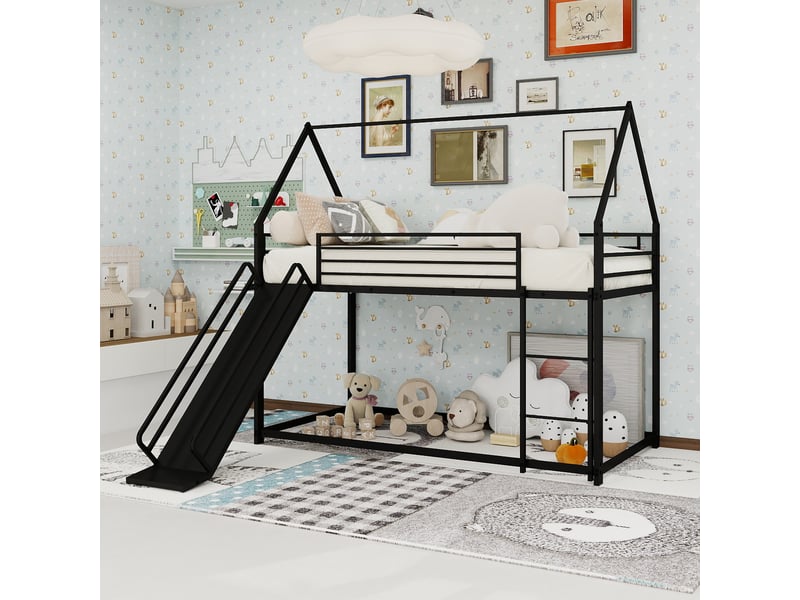  Lit superposé en fer noir 90x190 cm  - Conforama B