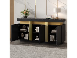 Buffet 3 porte(s)  0 tiroir(s) <strong>ROLIPO</strong> <strong></strong> - 38 cm coloris noir 
