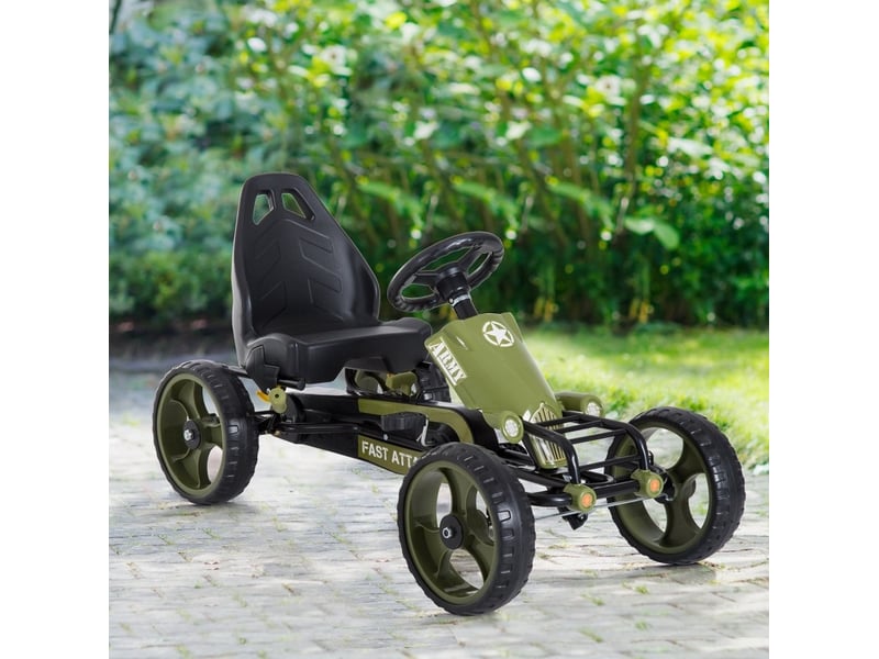  Kart à pédales enfant 105x54x61 cm siège réglable métal vert  - Conforama B