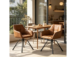 Chaises de salle à manger pivotantes 360° avec accoudoirs  - simili cuir marron clair 58,5 × 82,5 × 54,5 cm