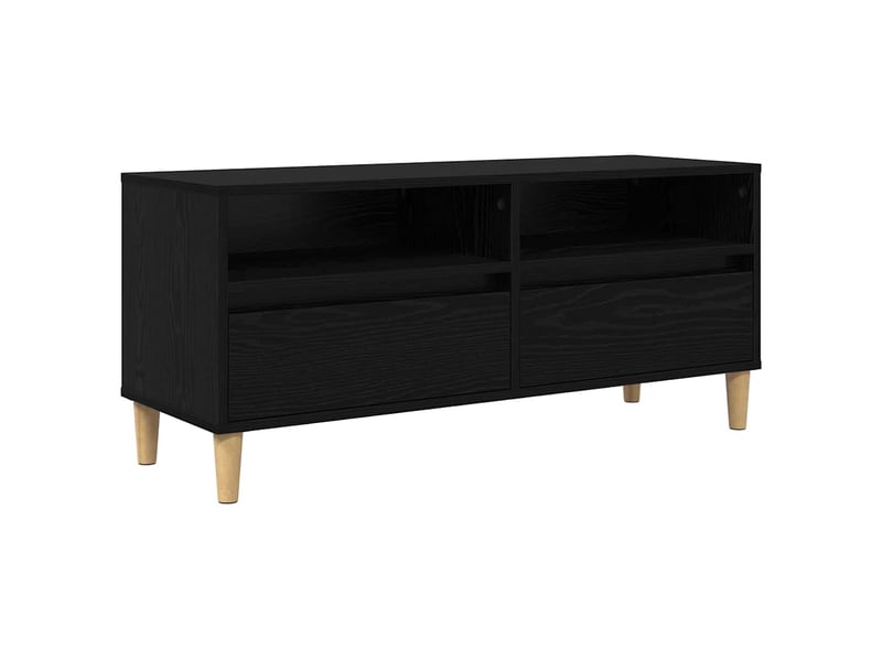  Meuble tv - banc tv - meuble de rangement 100 x 34,5 x 44,5 cm chêne noir bois d'ingénierie  - Conforama A