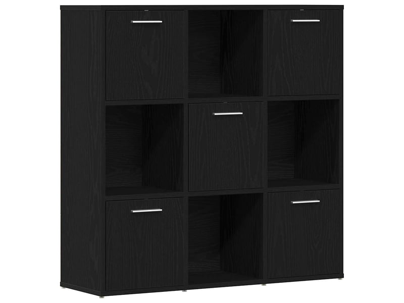  Bibliothèque, meuble de rangement salon en chêne noir 90 x 28 x 90 cm bois d'ingénierie  - Conforama A