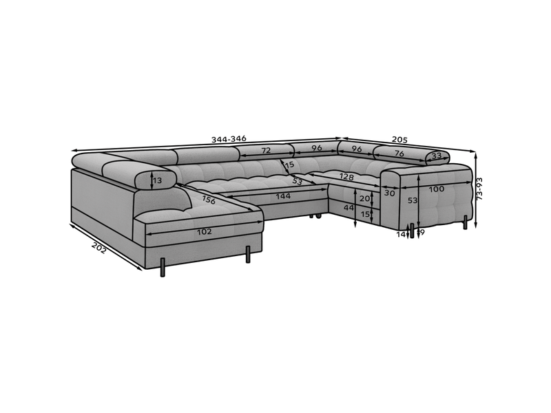  Canapé panoramique convertible factory 3 places marron – angle gauche avec coffre  - Conforama C