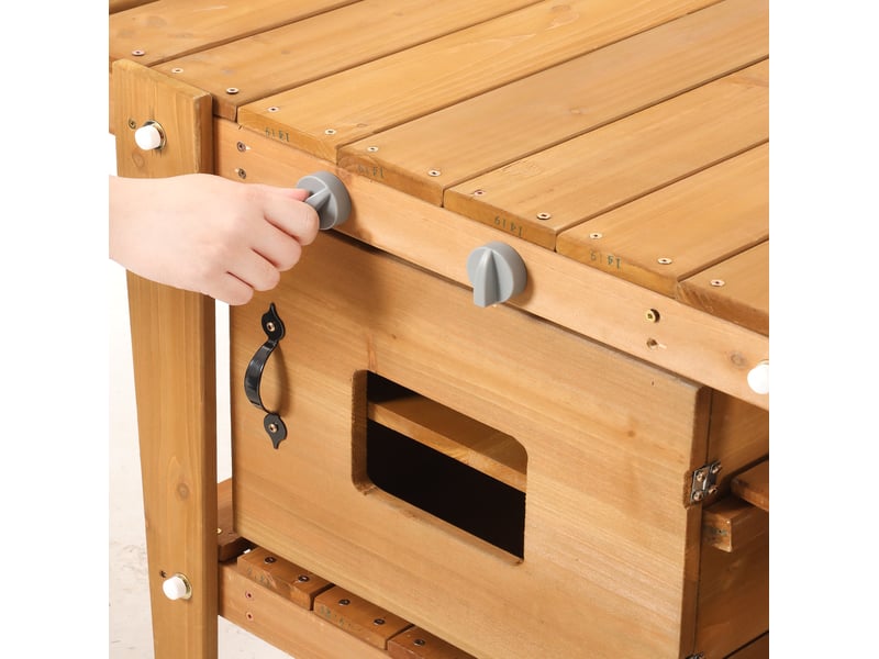 Cuisine d'extérieur enfant en bois avec roulettes et accessoires, dès 3 ans, pour jeux créatifs au jardin - Conforama D