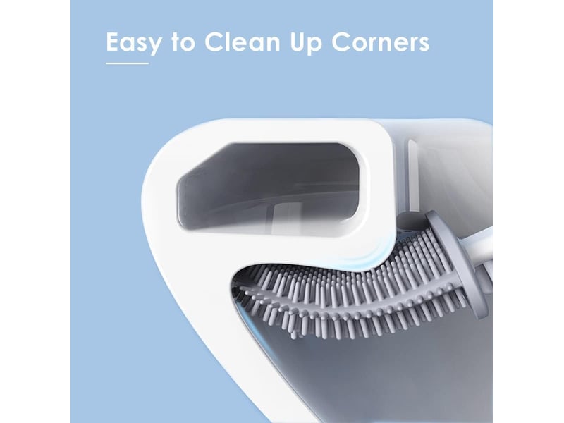  1pc blanc brosse toilette silicone, brosse toilettes wc, brosse wc silicone et supports avec des poils doux et une poignée antidérapante brosse toilette  - Conforama B