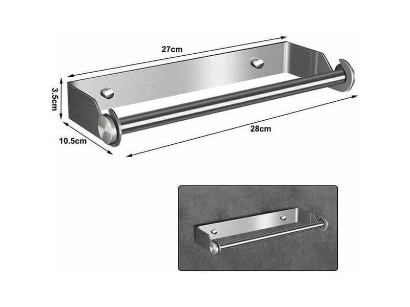  Enowelir support mural déroulant pour rouleaux de cuisine papier essuie-tout et film aluminium argenté  - Conforama B