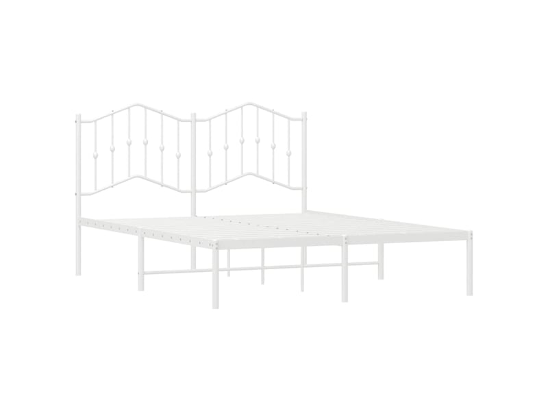  Lit double- lit adulte -  cadre de lit métal sans matelas et tête de lit blanc 150x200 cm  - Conforama D