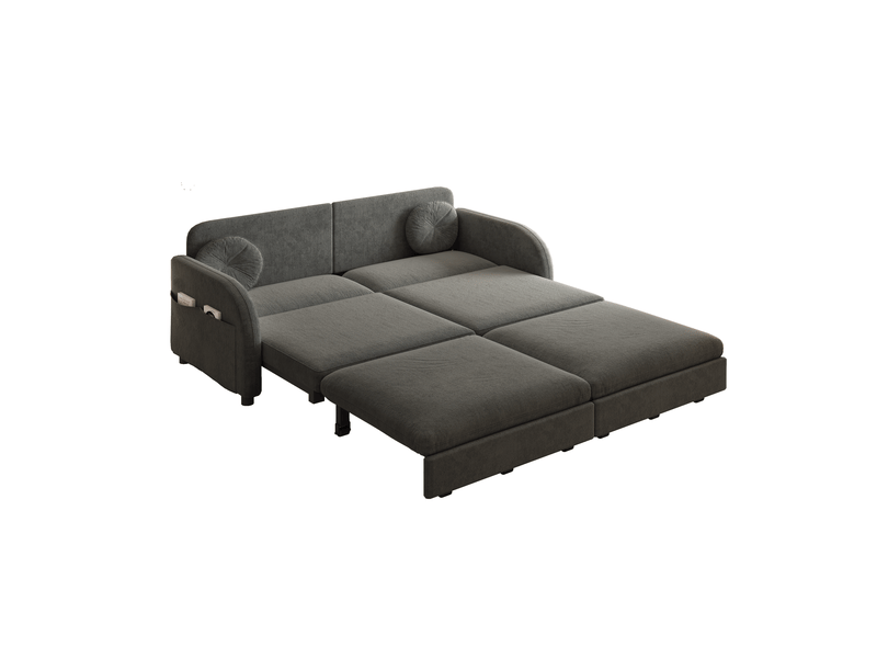  Canapé droit convertible 2 places en tissu gris, format 3-en-1 avec rangement latéral pour petits espaces  - Conforama A