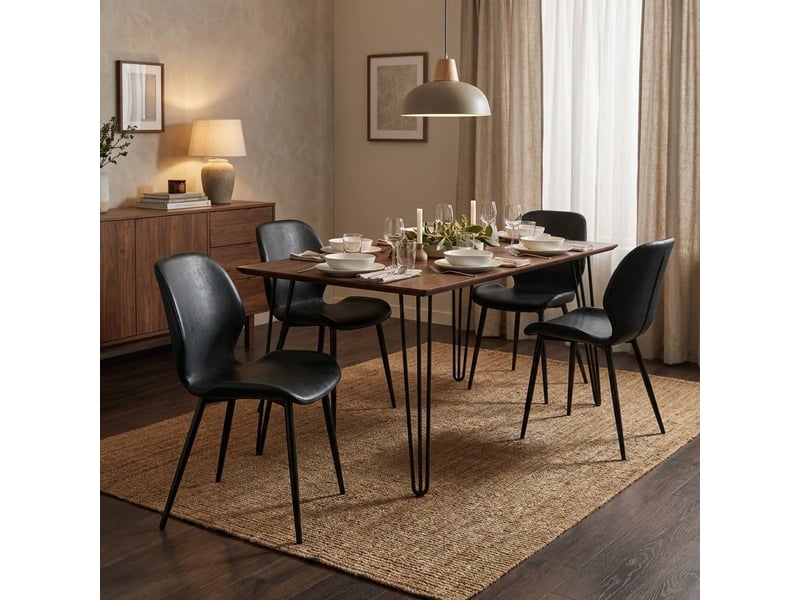  Lot de 4 chaises de salle à manger rembourrées soft-touch callisto - bleu  - Conforama B
