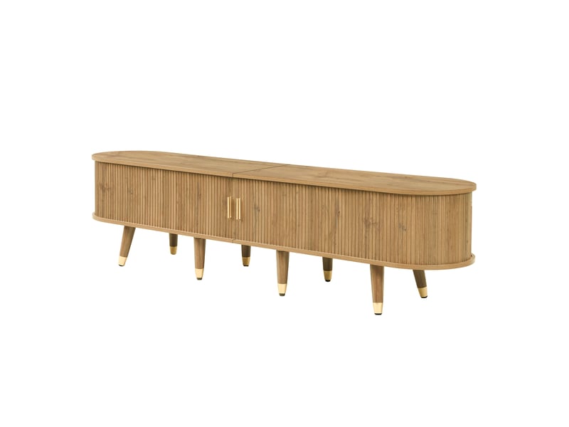Meuble tv en bois à portes coulissantes – design pratique avec rangement intégré  - Conforama A