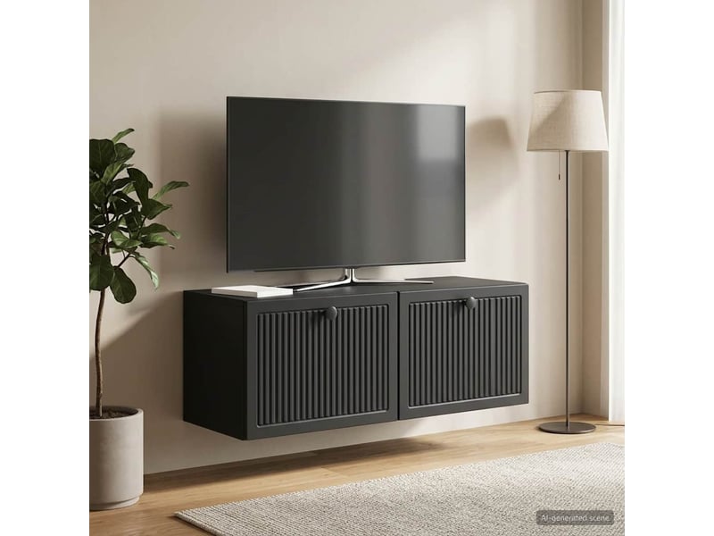  Meuble tv - banc tv - meuble de rangement mural noir 78,5 x 31 x 30 cm bois d'ingénierie  - Conforama D