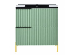 Meuble vasque vert menthe 81,5 cm avec vasque en céramique et 2 tiroirs