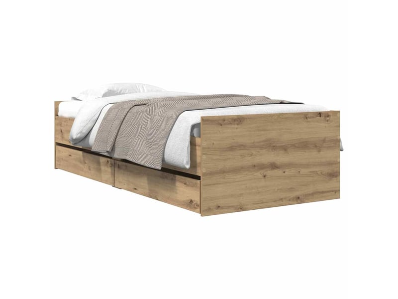  Lit simple- lit adulte -  cadre de lit chêne artisanal 100 x 200 cm pin massif  - Conforama B