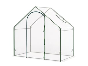 Serre avec fenêtre, porte, structure en acier et bâche imperméable anti-uv, 180 x 100 x 168 cm, transparente