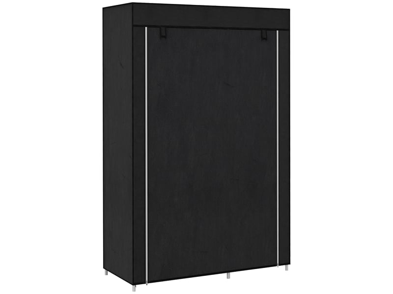  Armoire en tissu, solution de rangement, 6 étagères, 1 tringle, noire  - Conforama A