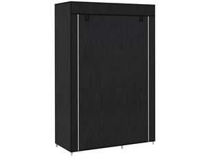 Armoire en tissu, solution de rangement, 6 étagères, 1 tringle, noire