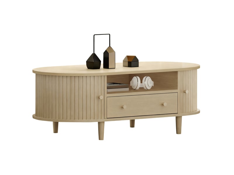  Table basse ovale 100x50x36 cm avec rangement en mdf chêne  - Conforama A