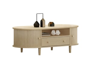 Table basse ovale coloris bois clair   - 50 cmx100 cm