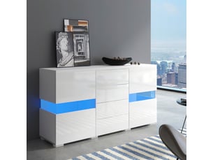Buffet 2 porte(s)  4 tiroir(s)   - 145 cm coloris blanc 