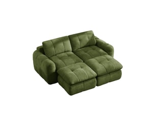 Canapé modulaire 2 places sans cadre avec 2 poufs - lpospi - assise profonde chenille vert 194 × 160 × 68 cm