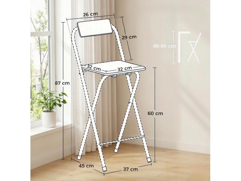  Lot de 2 tabourets de bar pliants 37 x 45 x 87 cm – noir – dossier et repose-pieds en acier  - Conforama C