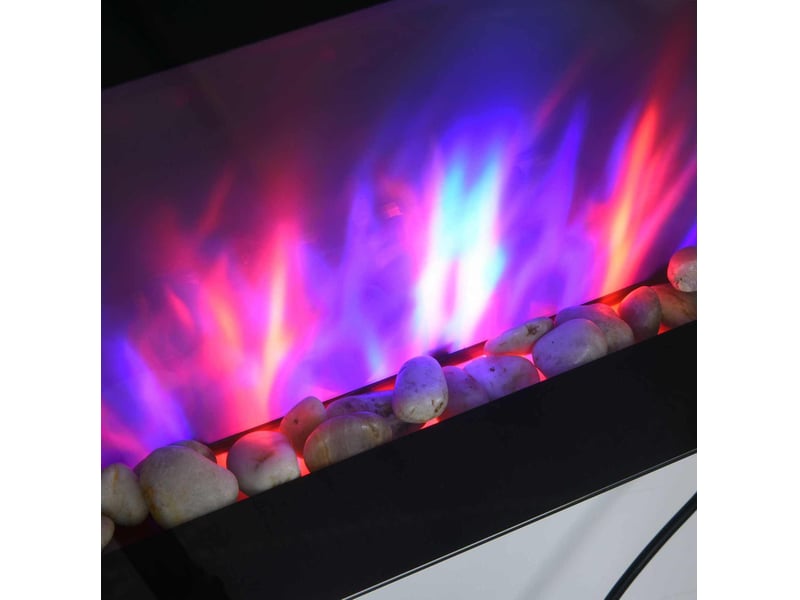  Cheminée électrique murale 72,5 x 11,5 x 40 cm noire en métal, led 7 couleurs avec télécommande  - Conforama D