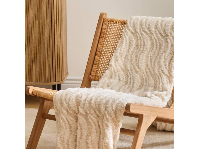  Plaid boucly 180x230cm vagues beige BOUCLY - Conforama E