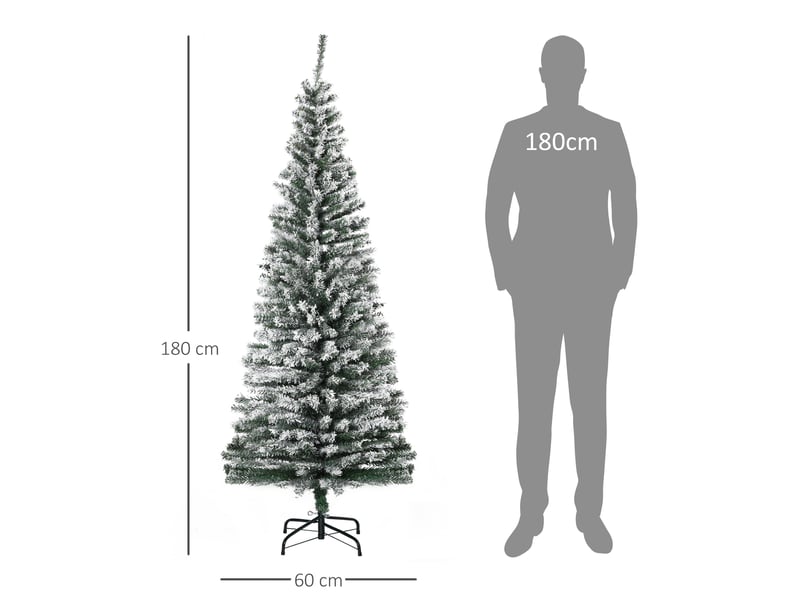  Sapin de noël vert enneigé en polypropylène (pp), avec 492 branches ignifugées et base en acier inoxydable, ø60 x 180 cm  - Conforama C